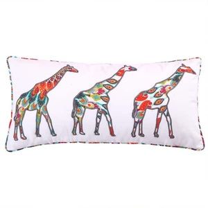 NWT Mirage Multicolor 3 Girrafes Applique 12 in. x 24 in. Throw Pillow